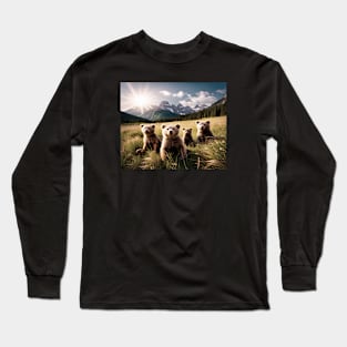 Baby Bears in a Meadow Long Sleeve T-Shirt